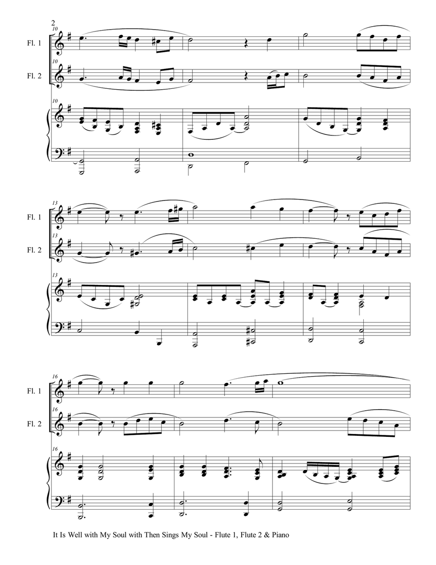 IT IS WELL WITH MY SOUL with THEN SINGS MY SOUL (Trio – Flute 1 & Flute 2 with Piano) Score and Part