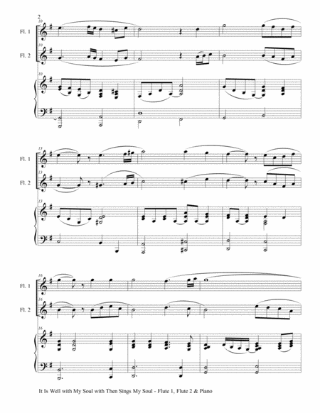 IT IS WELL WITH MY SOUL with THEN SINGS MY SOUL (Trio – Flute 1 & Flute 2 with Piano) Score and Part image number null
