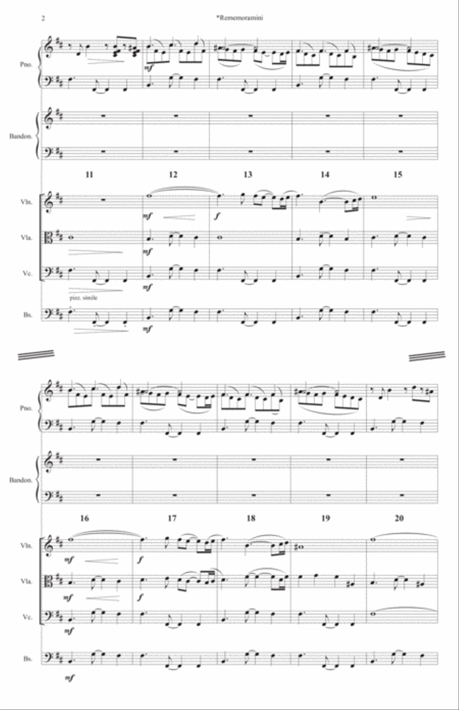 Rememoramini~Argentine Tango for Bandoneon, Piano and Strings Piano scores gallery preview page 4