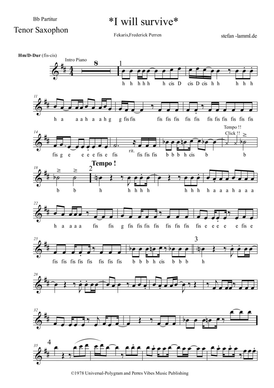 I Will Survive Clarinet scores gallery preview page 1