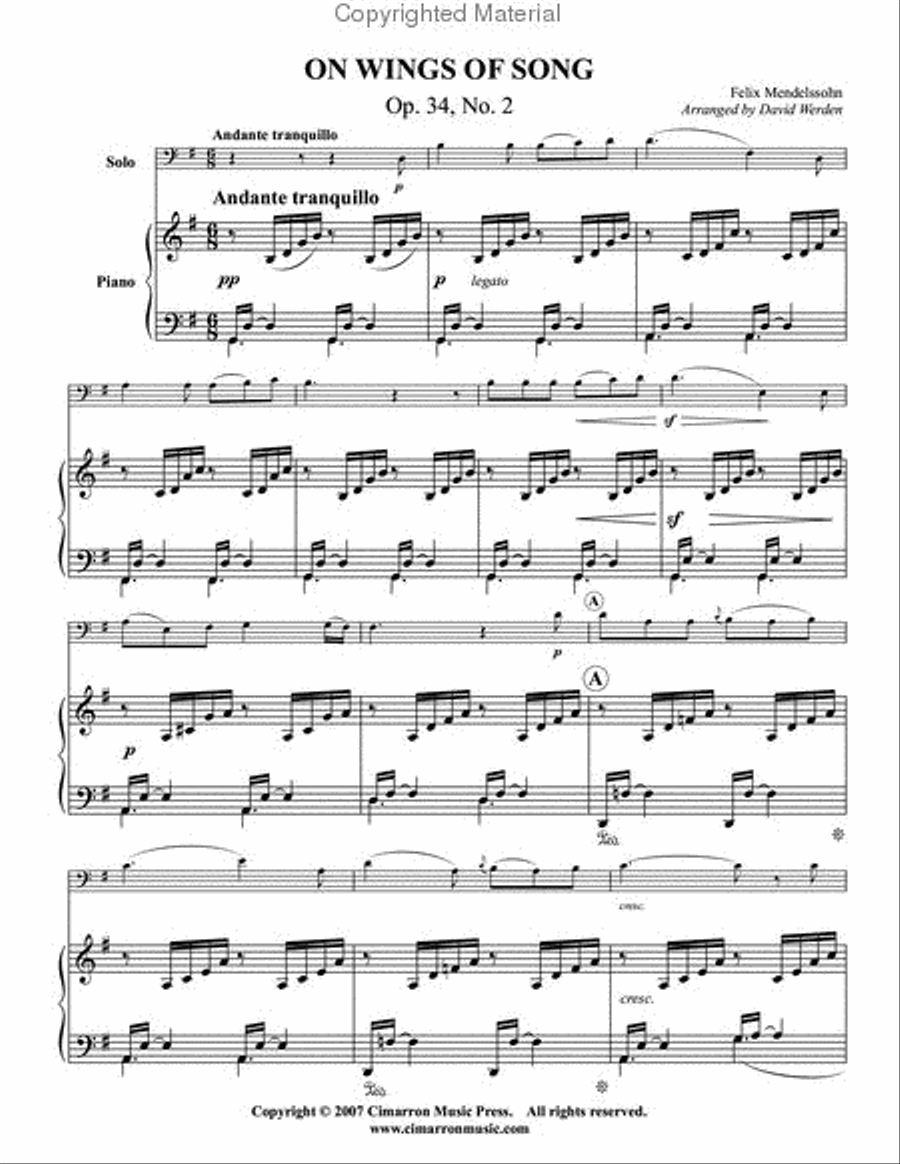 On Wings of Song Alto Saxophone scores gallery preview page 2