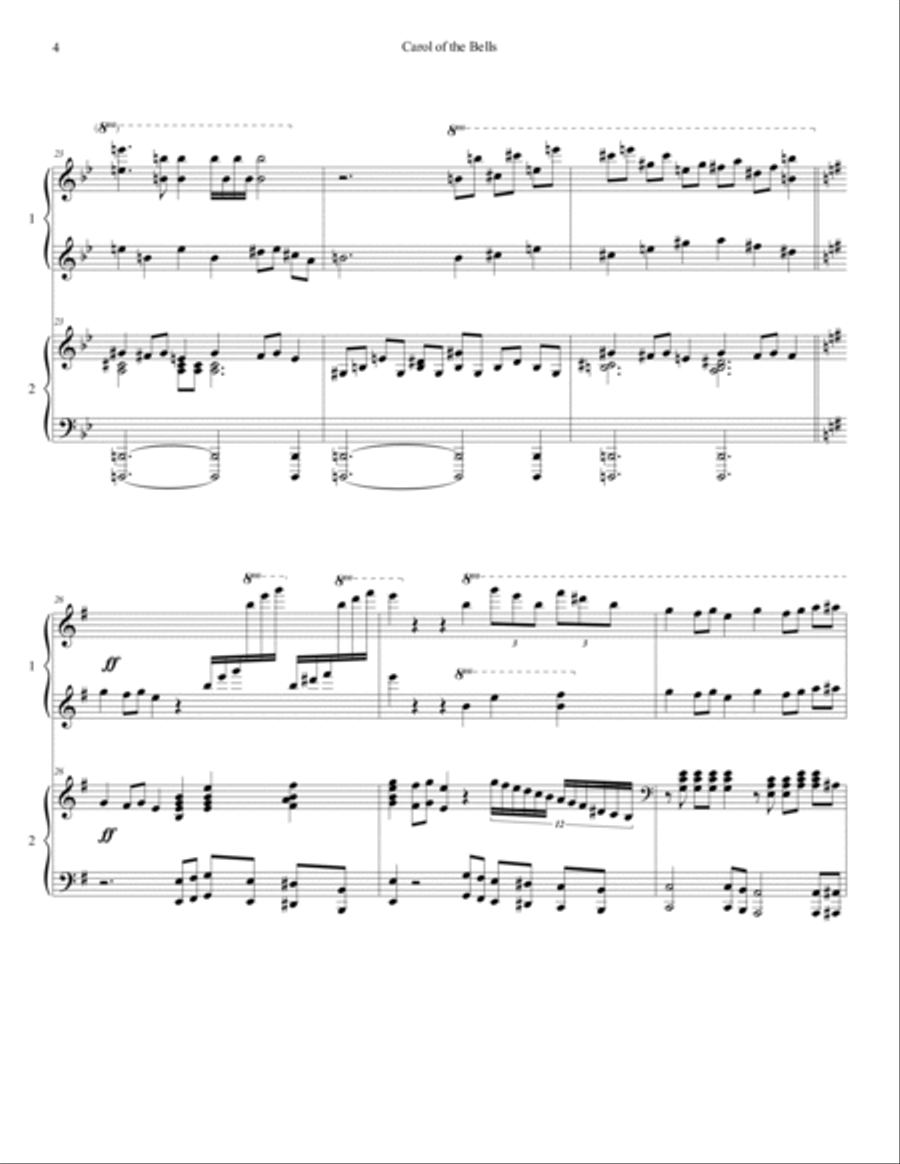Carol of the Bells (piano 4 hands) Carol of the Bells (piano 4 hands) 1 Piano, 4-Hands scores gallery preview page 4