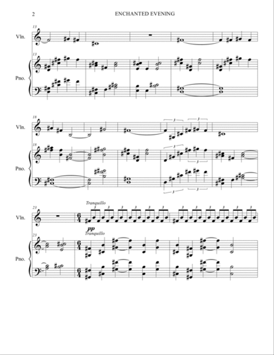 ENCHANTED EVENING - Violin & Piano Duet Violin scores gallery preview page 4