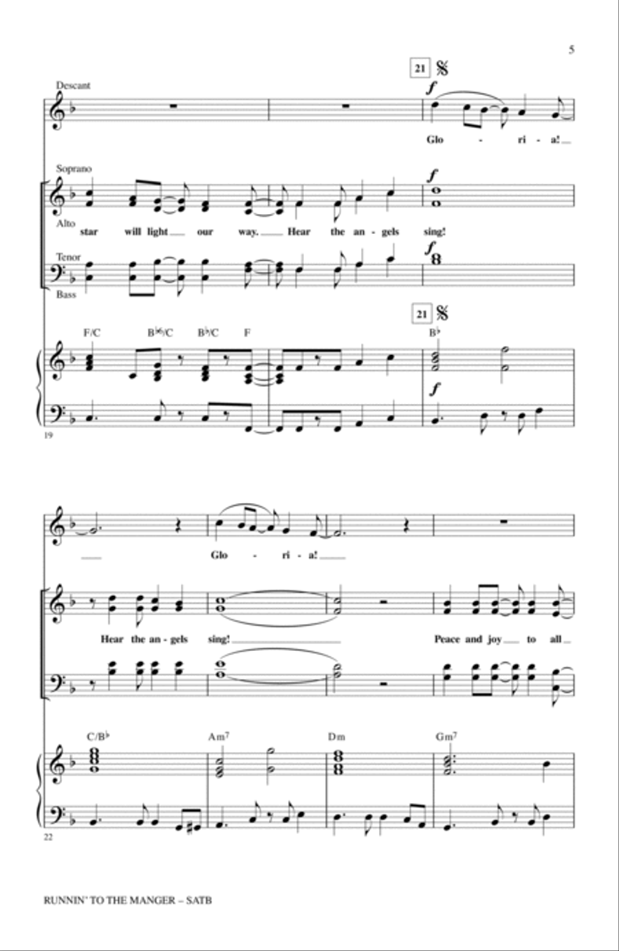 Runnin' To The Manger (Hear The Angels Sing) 4-Part scores gallery preview page 3