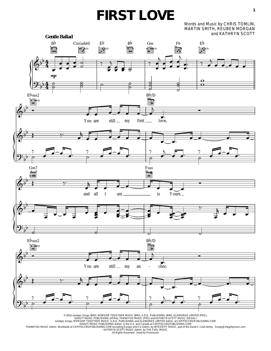 First Love First Love Piano, Vocal, Guitar scores gallery preview page 1