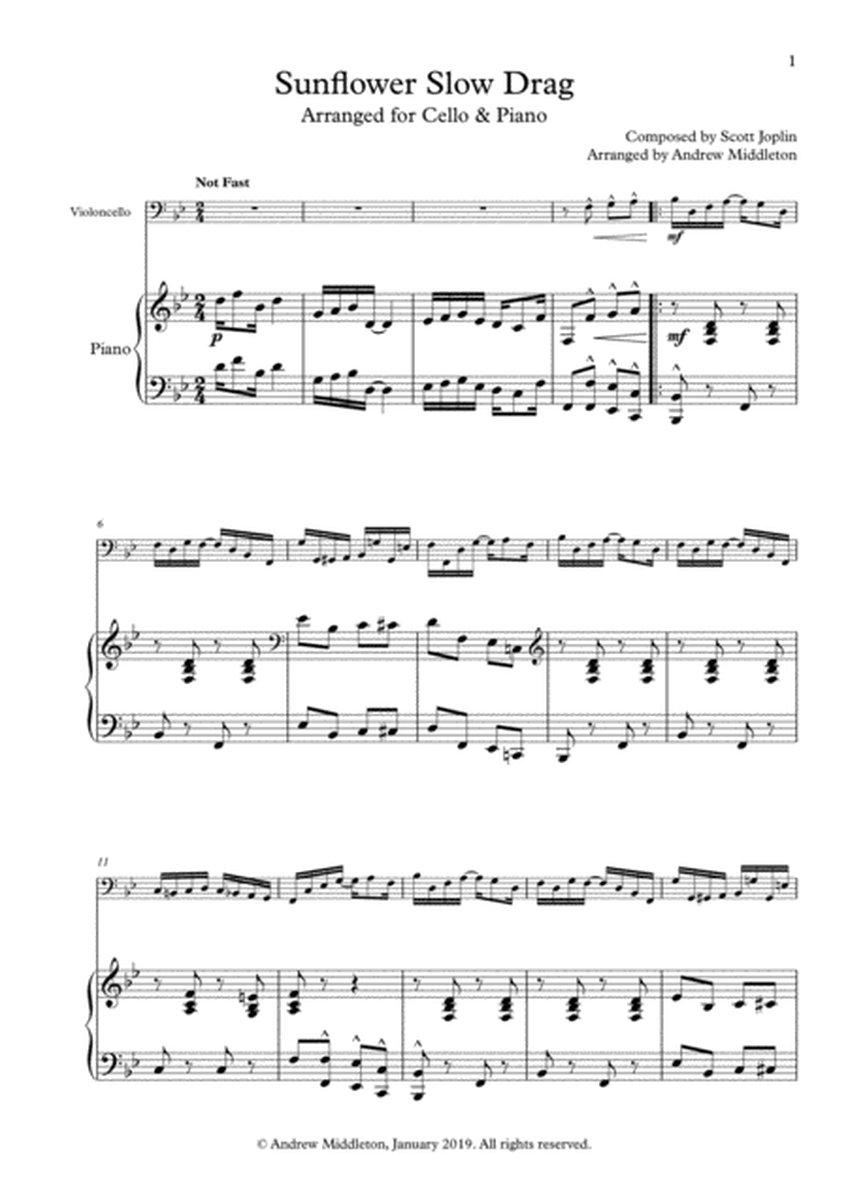 Sunflower Slow Drag arranged for Cello and Piano image number null