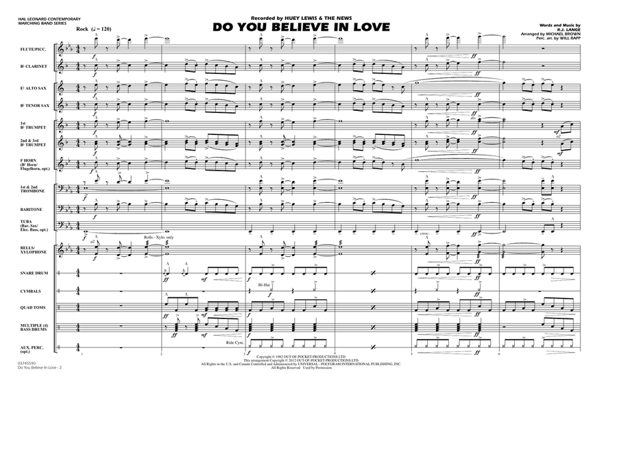 Do You Believe In Love - Full Score Marching Band scores gallery preview page 2