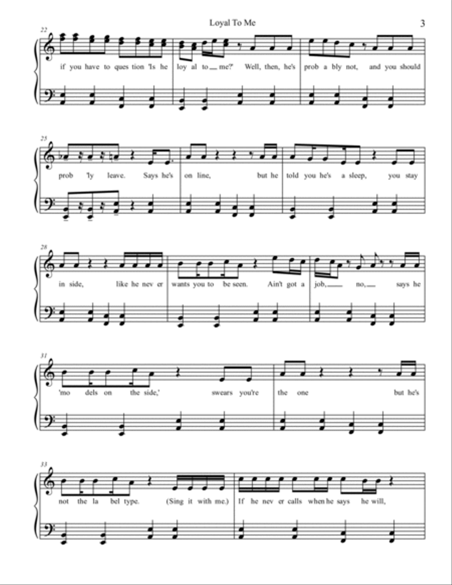 Loyal To Me Piano, Vocal scores gallery preview page 3