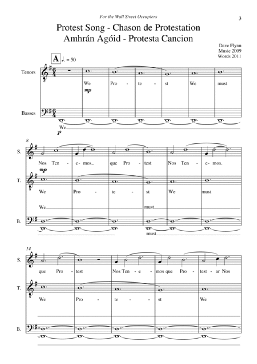 Protest Song - SATB 4-Part scores gallery preview page 3