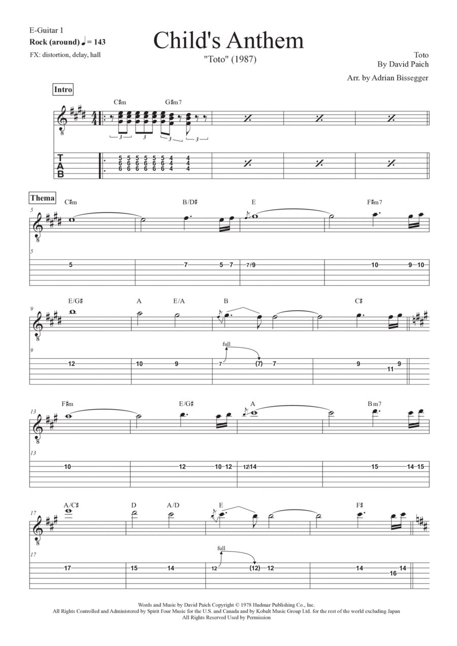 Child's Anthem Child's Anthem Guitar Tablature scores gallery preview page 1