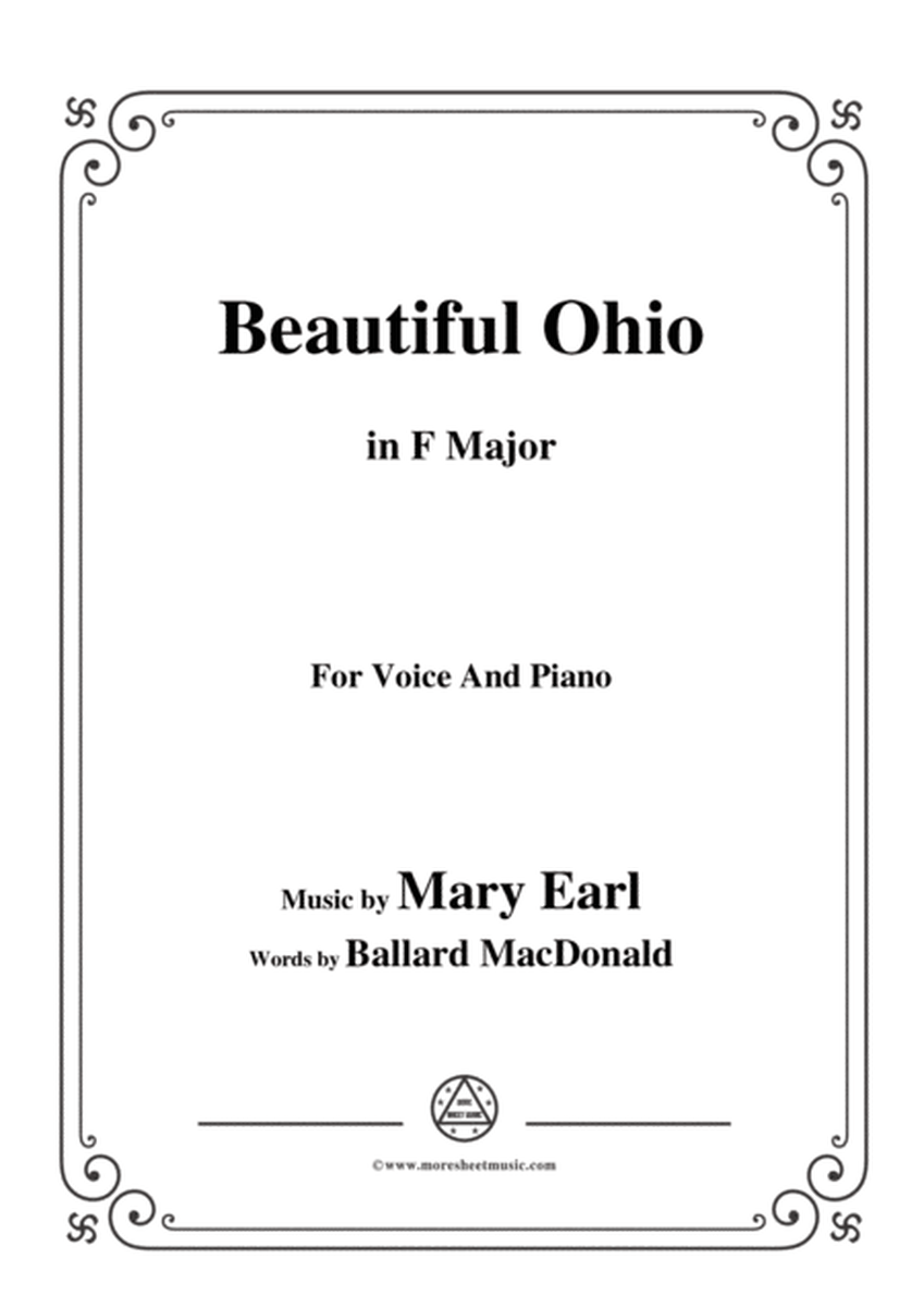 Mary Earl-Beautiful Ohio,in F Major,for Voice and Piano image number null