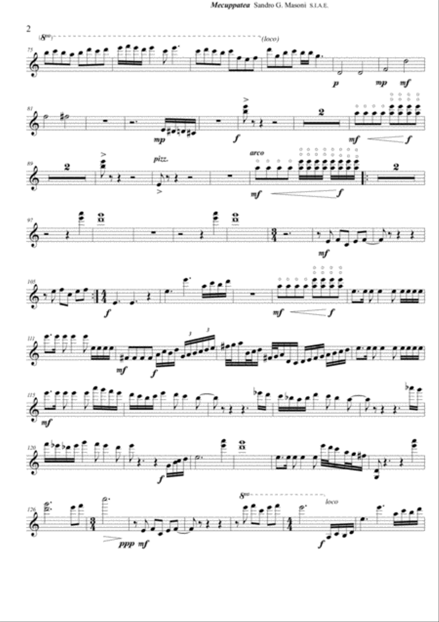 Mecuppatea (Violin I part) String Quartet scores gallery preview page 2