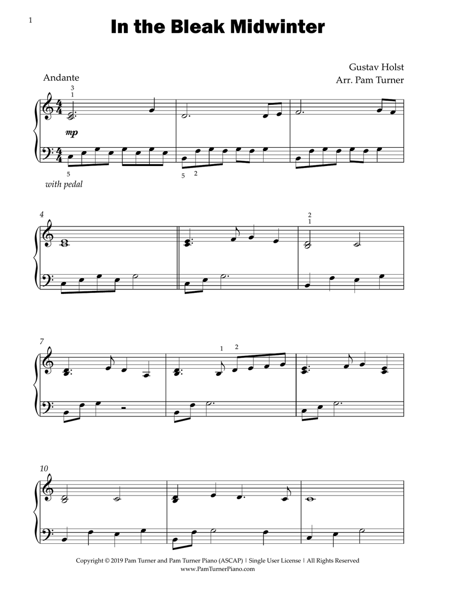 In the Bleak Midwinter (Early Intermediate Piano Solo) Easy Piano scores gallery preview page 3