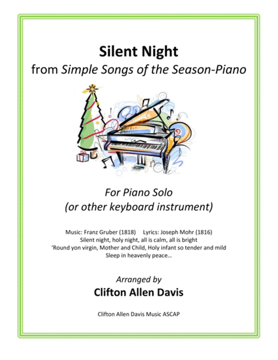 Silent Night (solo piano) arranged by Clifton Davis image number null