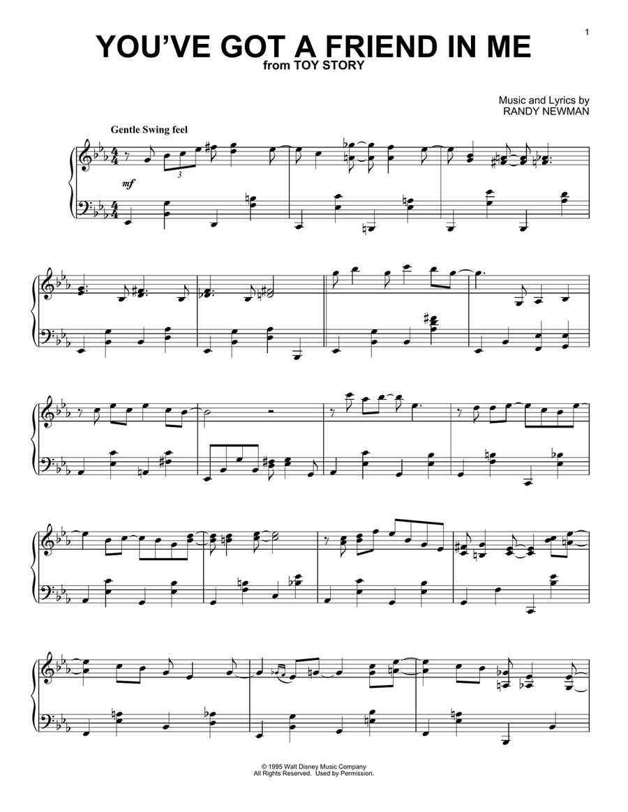 You've Got A Friend In Me (from Toy Story) Piano Solo scores gallery preview page 1