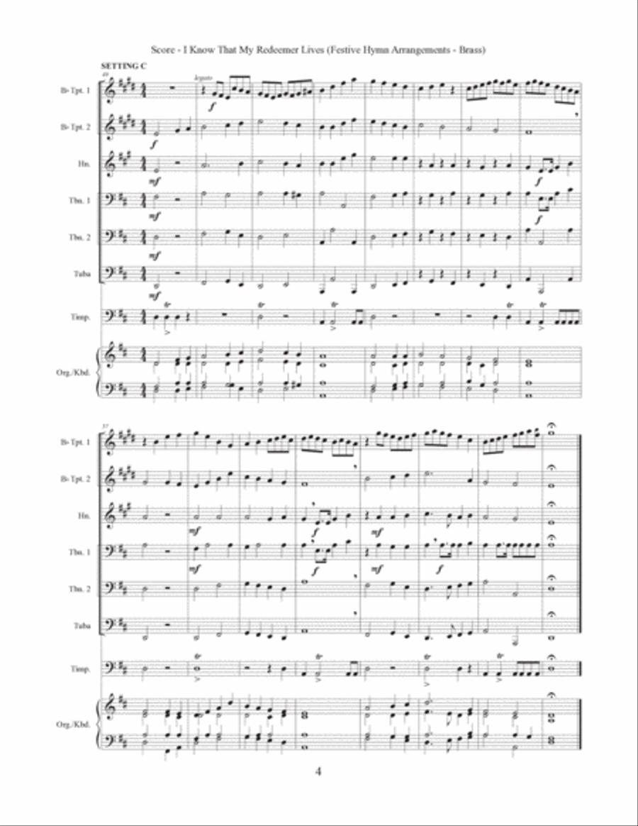 I Know That My Redeemer Lives (Brass, Timpani, Organ/Keyboard) Euphonium scores gallery preview page 5