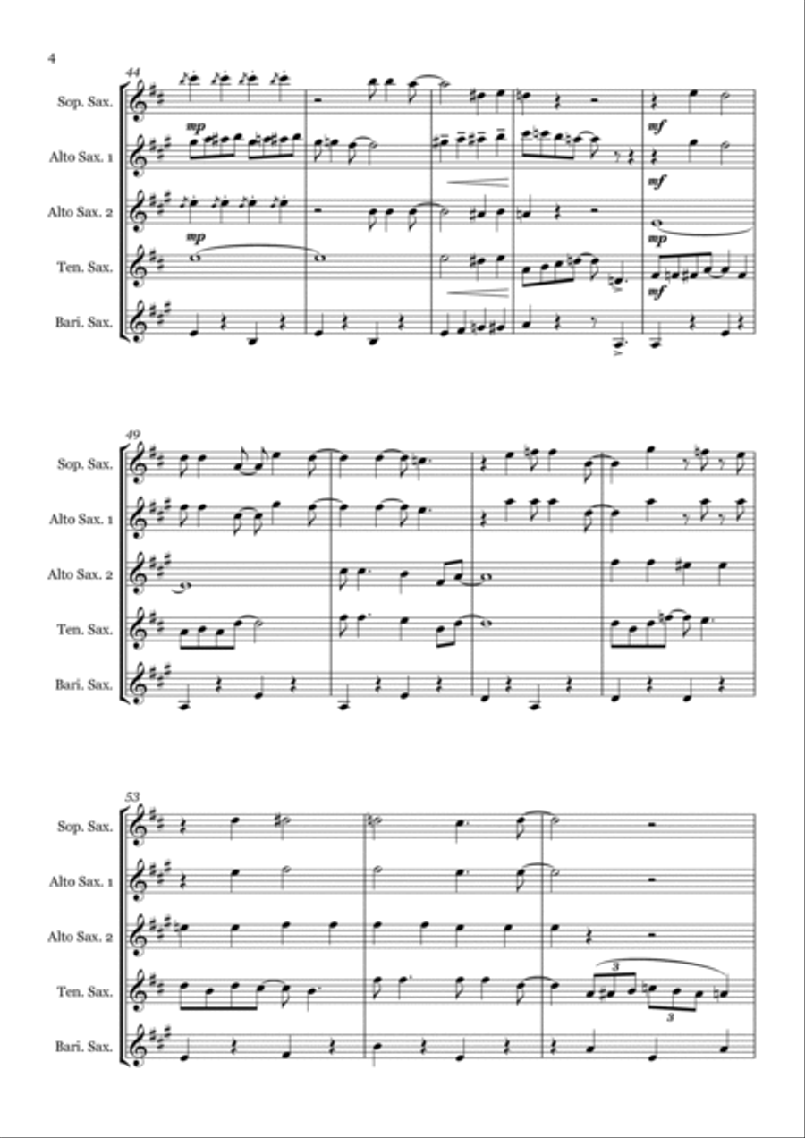 When I'm Sixty-four Saxophone Quintet scores gallery preview page 4