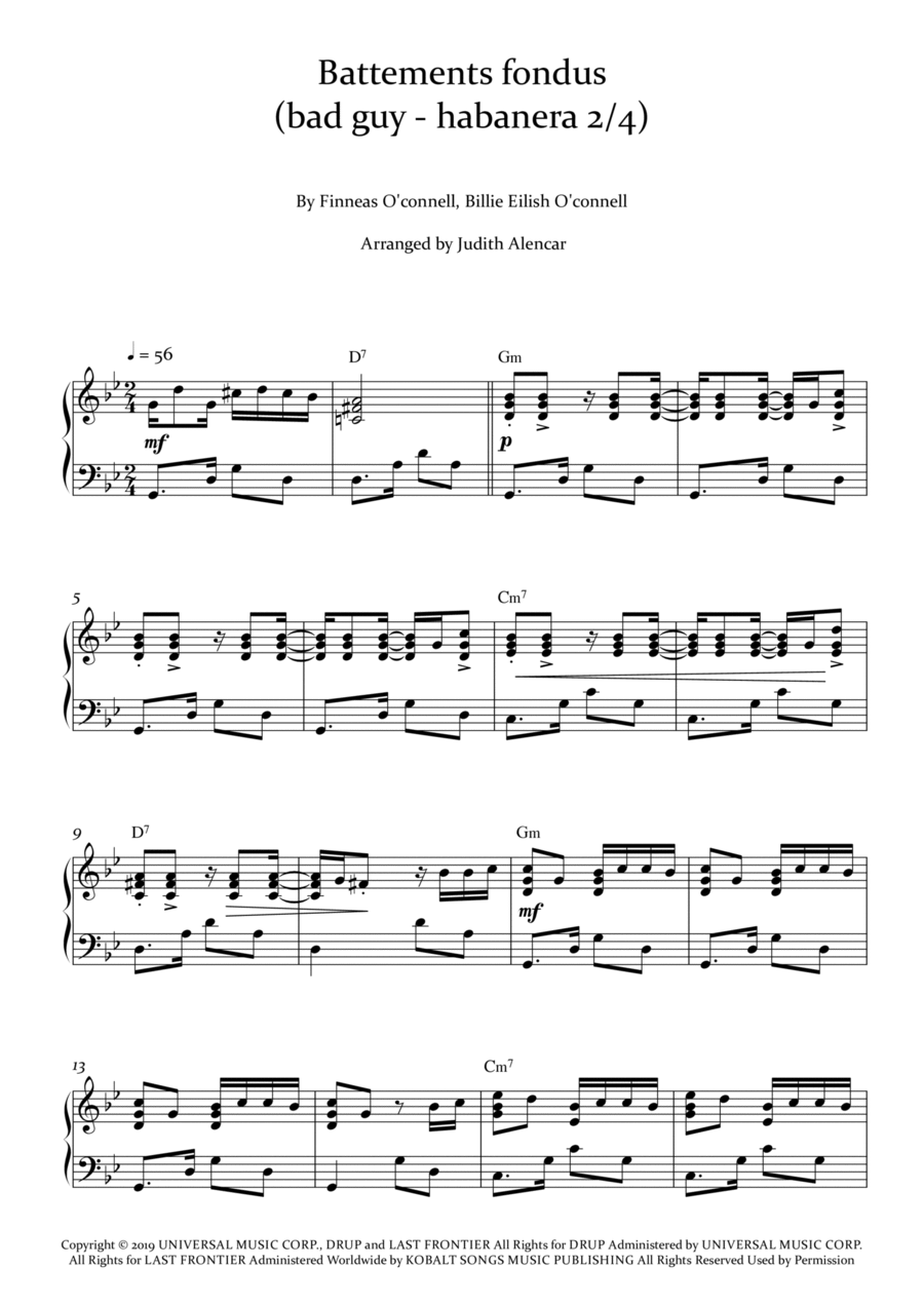 Bad Guy Bad Guy Piano Solo scores gallery preview page 1