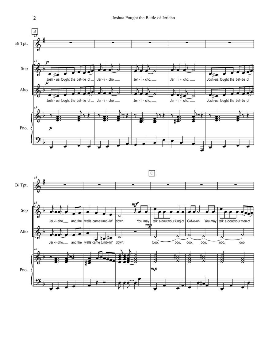 Joshua Fought the Battle of Jericho 2-Part scores gallery preview page 3
