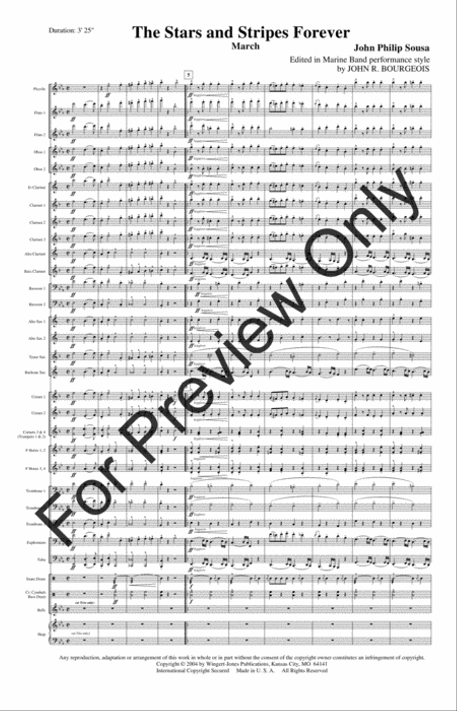 The Stars and Stripes Forever (Score) Concert Band scores gallery preview page 4