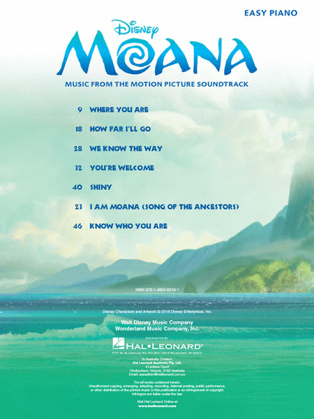 Moana by Lin-Manuel Miranda Easy Piano - Sheet Music