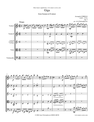 Giga from Corelli Sonata in D minor: String Quartet