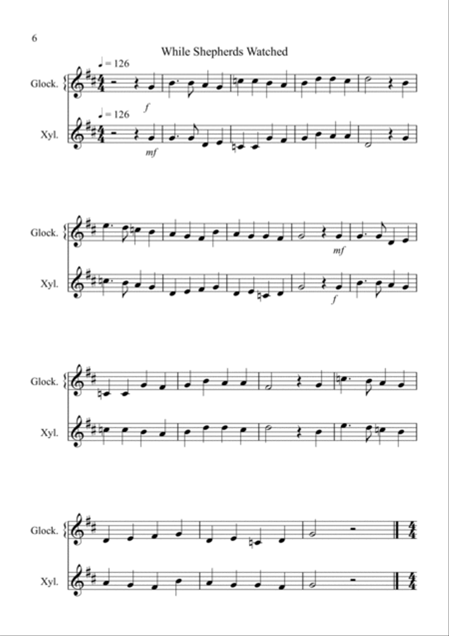 8 Easy Christmas Duets for Glockenspiel and Xylophone Duet Glockenspiel scores gallery preview page 6