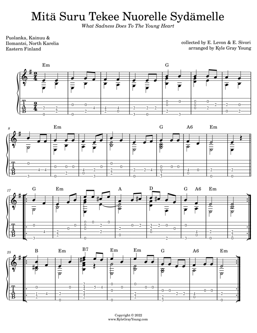 Mitä Suru Tekee Nuorelle Sydämelle (What Sadness Does To The Young Heart) (guitar tab) image number null