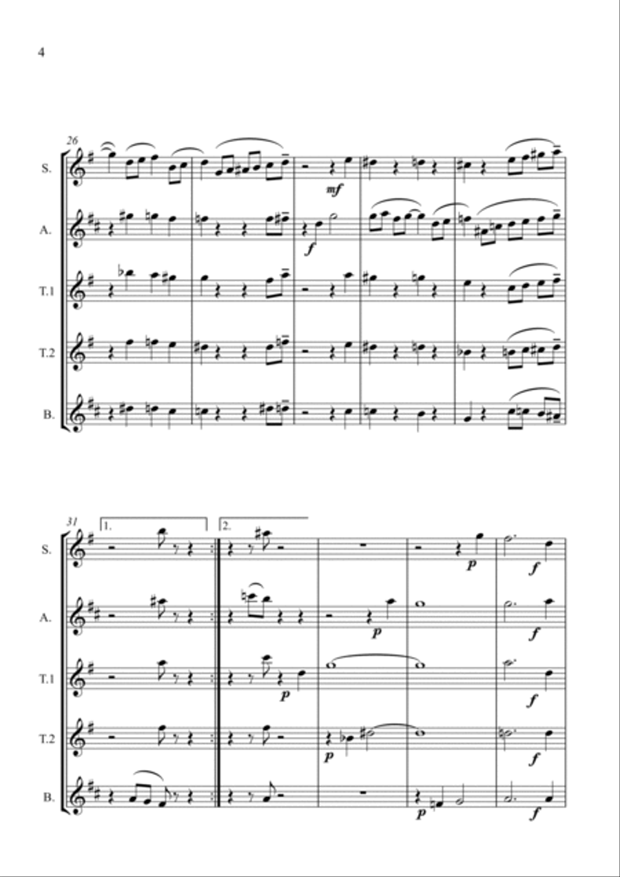One Four All - Saxophone Quintet (SATTB) Saxophone Quintet scores gallery preview page 4