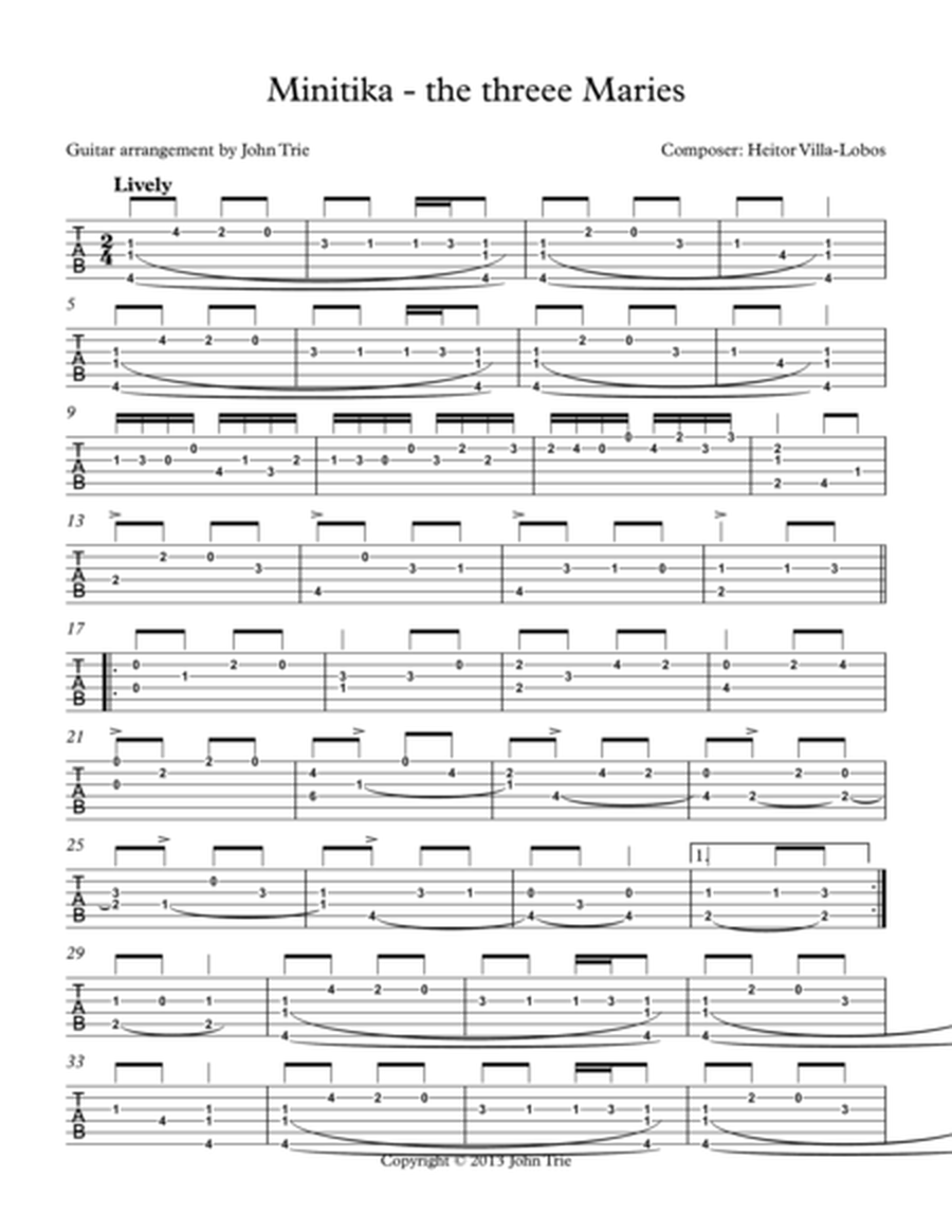 Minitika - the three Maries - guitar tablature image number null