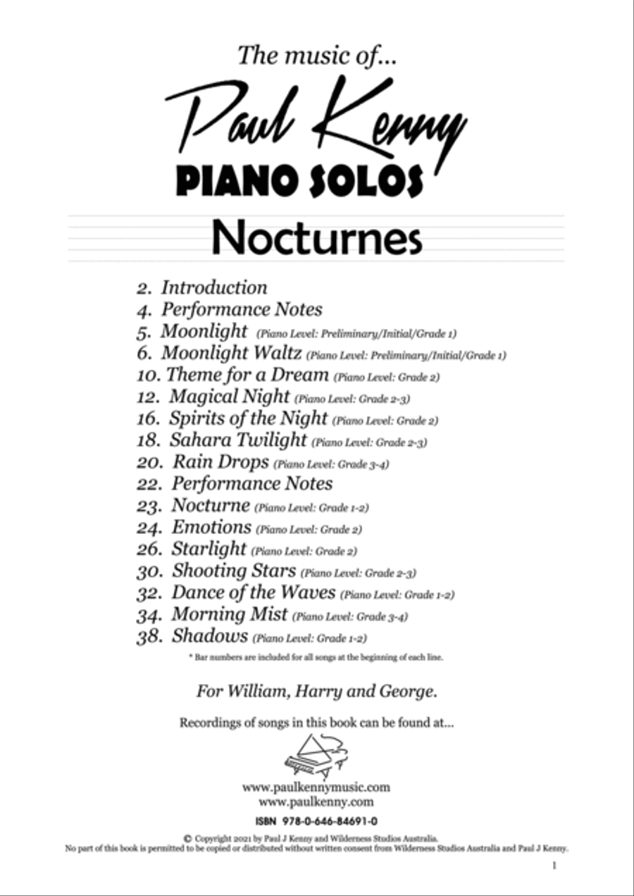 Piano Solos Nocturnes by Paul Kenny Piano Solo scores gallery preview page 2