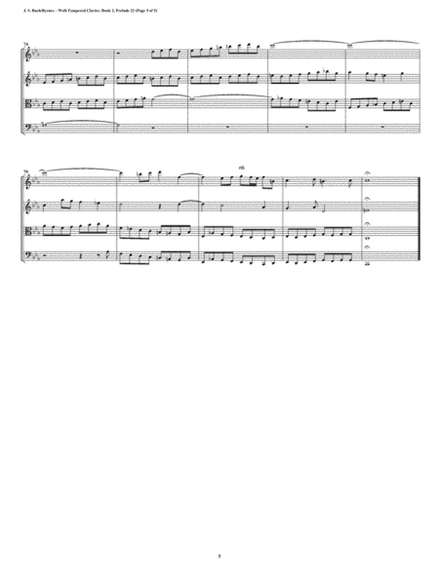 Prelude 22 from Well-Tempered Clavier, Book 2 (String Quartet) image number null
