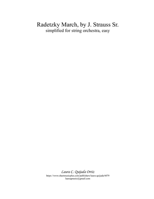 Book cover for Radetzky March, simplified for string orchestra. EASY. SCORE & PARTS.