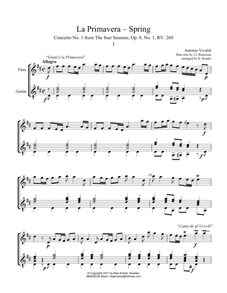 La primavera (Spring) RV. 269, complete for flute and guitar image number null