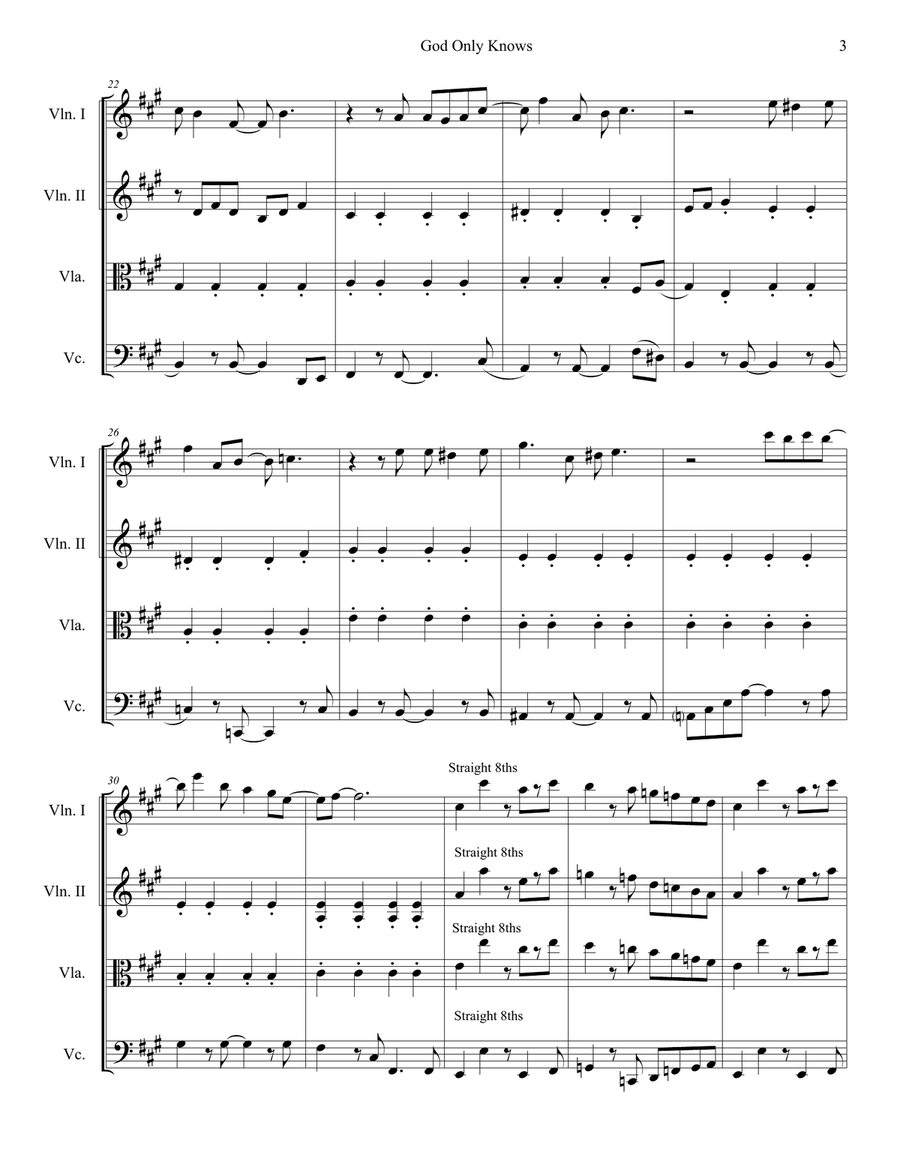 God Only Knows String Quartet scores gallery preview page 5