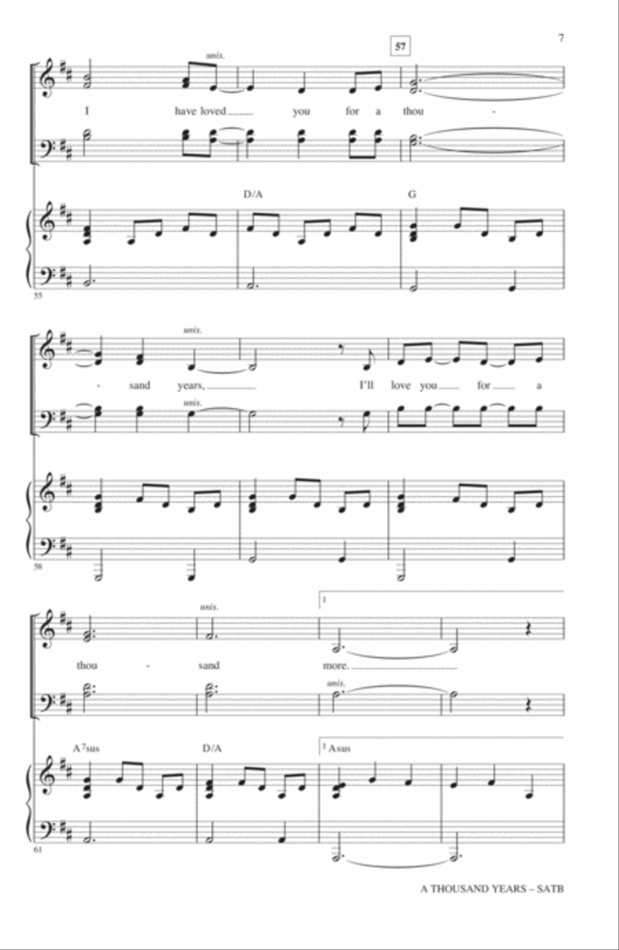 A Thousand Years (arr. Mac Huff) 4-Part scores gallery preview page 6
