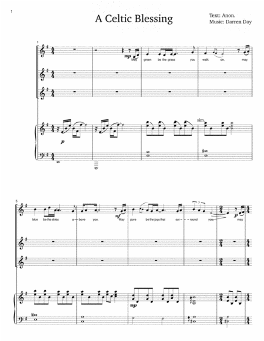 May Green be the grass (A Celtic Blessing) 3-Part scores gallery preview page 3