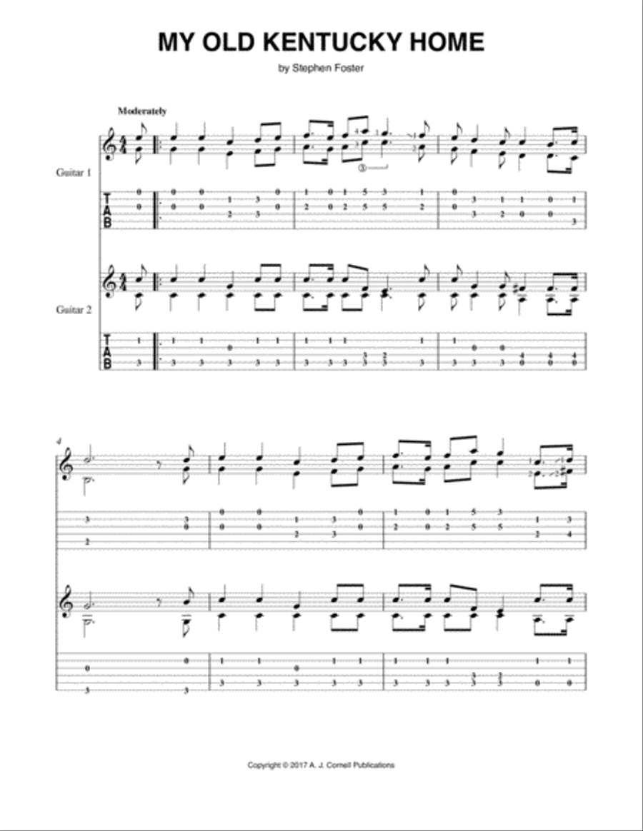 My Old Kentucky Home Acoustic Guitar scores gallery preview page 1