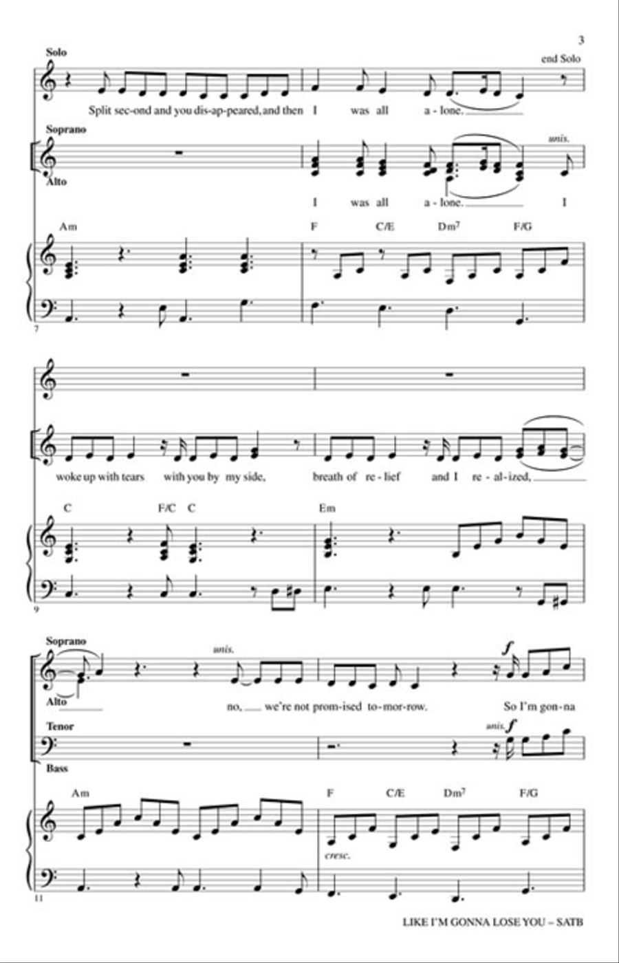Like I'm Gonna Lose You Like I'm Gonna Lose You 4-Part scores gallery preview page 3
