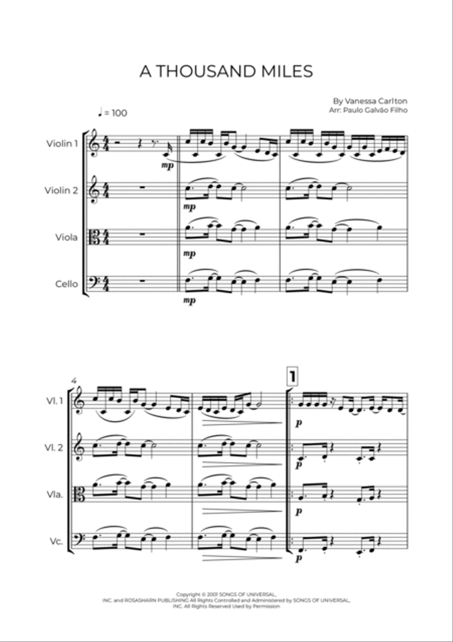 A Thousand Miles String Quartet scores gallery preview page 2
