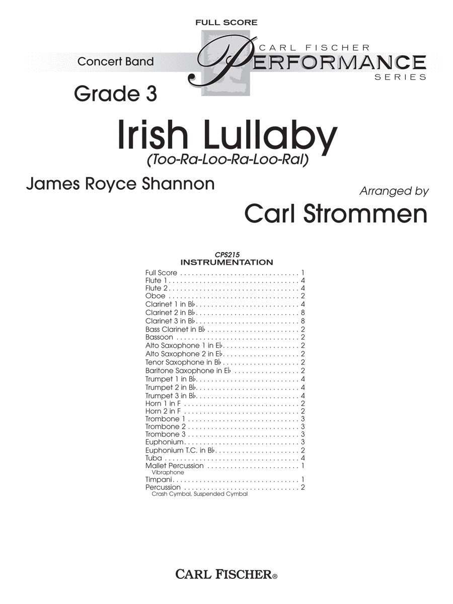 Irish Lullaby Concert Band scores gallery preview page 1