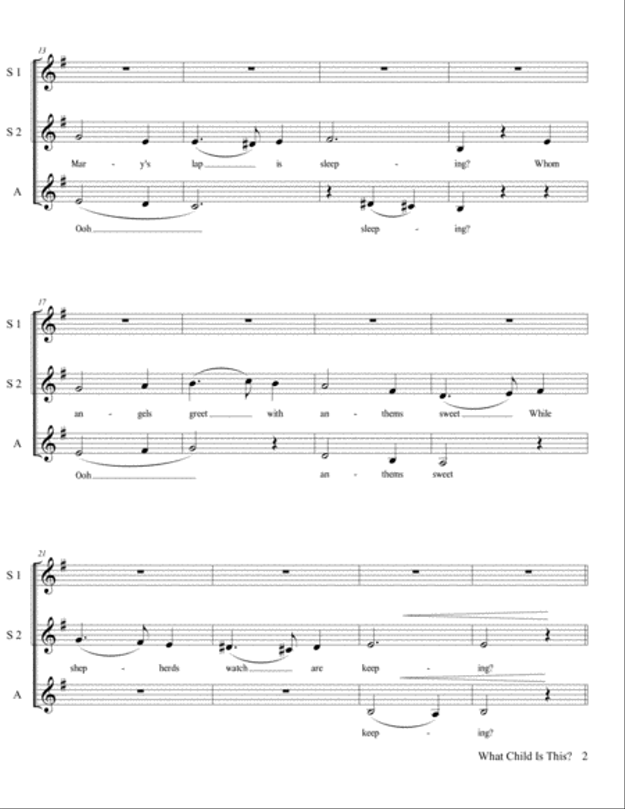 What Child Is This? - SSA A Cappella SSA scores gallery preview page 3