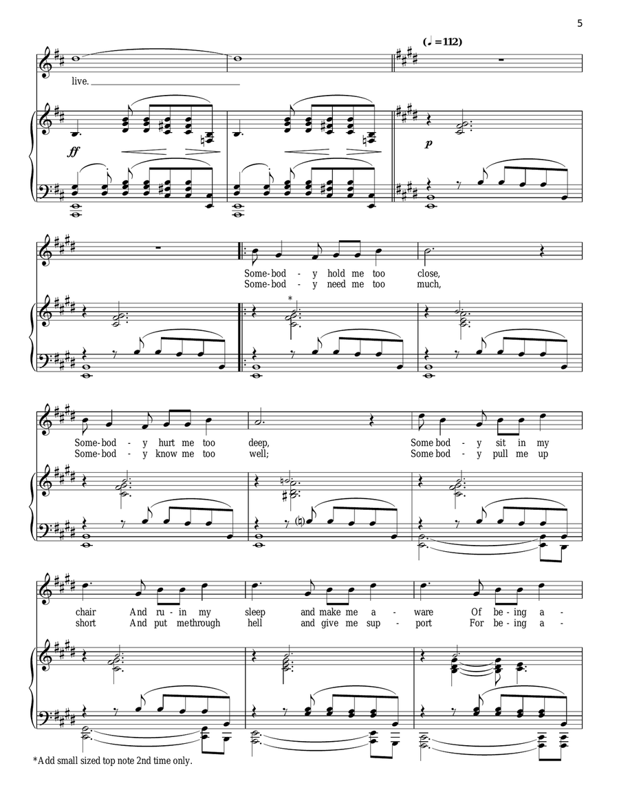 Being Alive Piano, Vocal scores gallery preview page 5