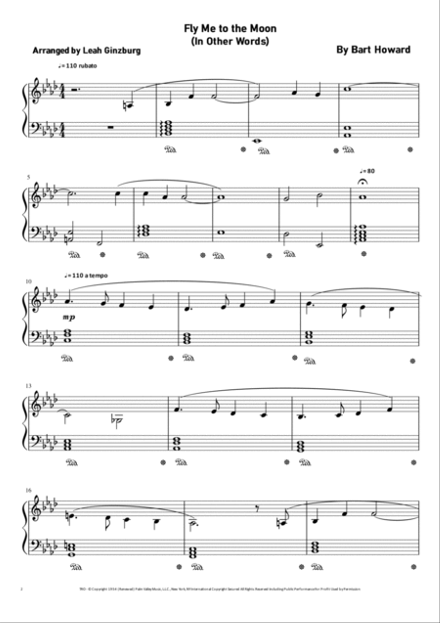 Fly Me To The Moon (in Other Words) Piano, Vocal, Guitar scores gallery preview page 2
