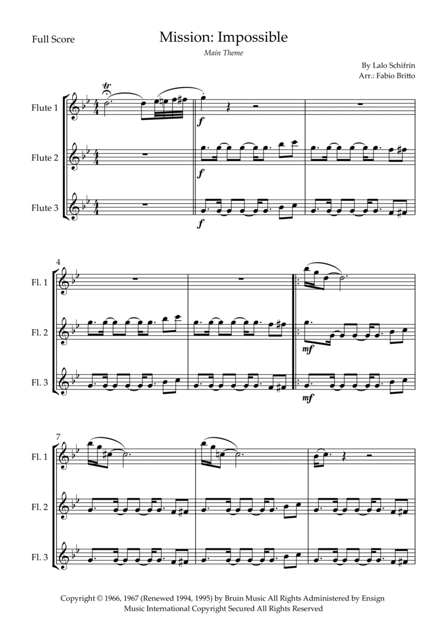 Mission: Impossible Theme Flute Trio scores gallery preview page 1