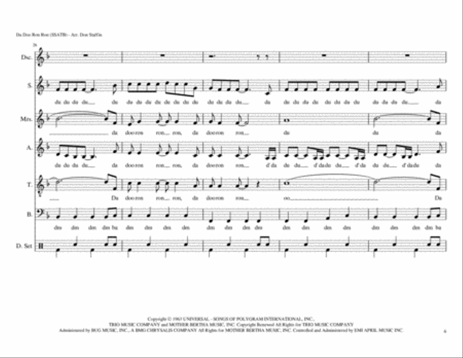 Da Doo Ron Ron (when He Walked Me Home) 4-Part scores gallery preview page 6