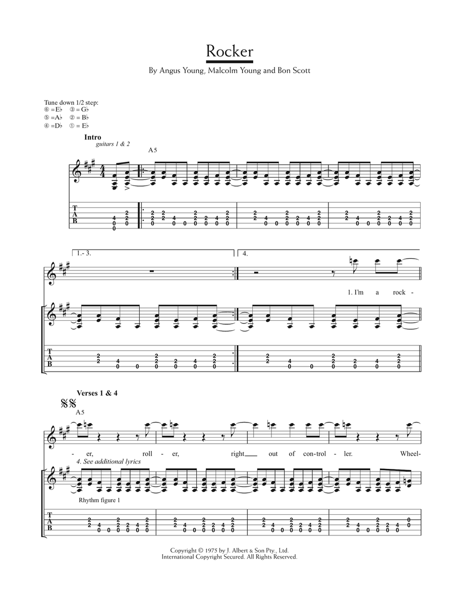 Rocker Guitar Tablature scores gallery preview page 1