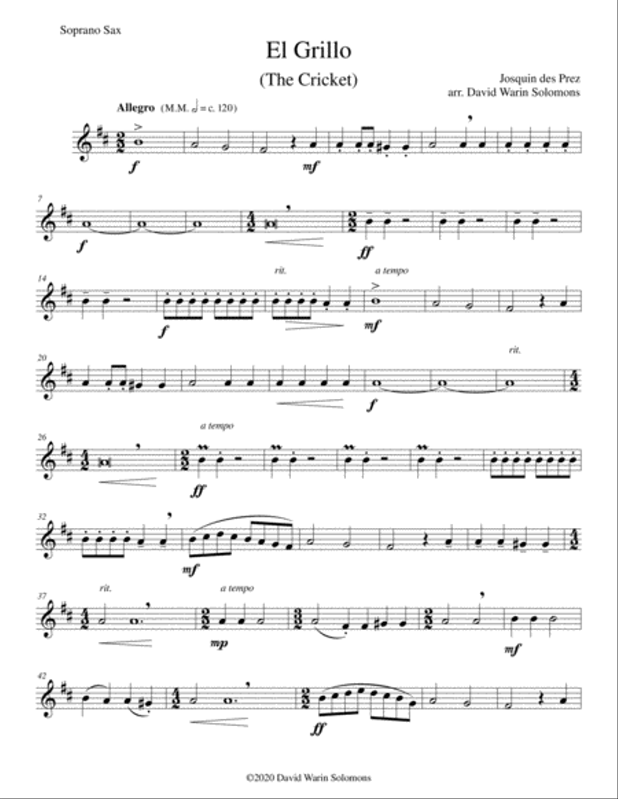 El Grillo (The cricket) - with decorations - for saxophone quartet Saxophone Quartet scores gallery preview page 6