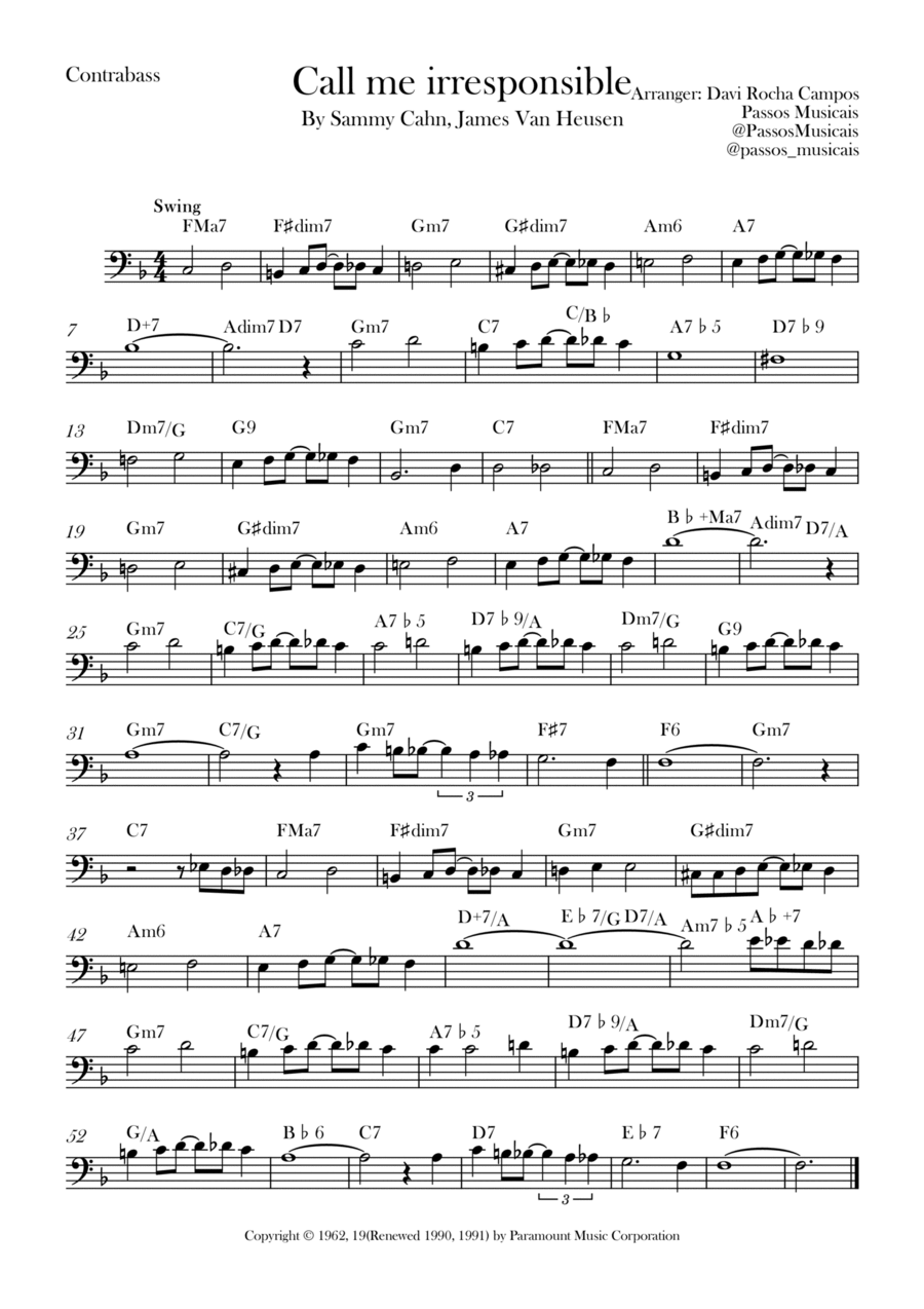 Call Me Irresponsible Double Bass scores gallery preview page 1