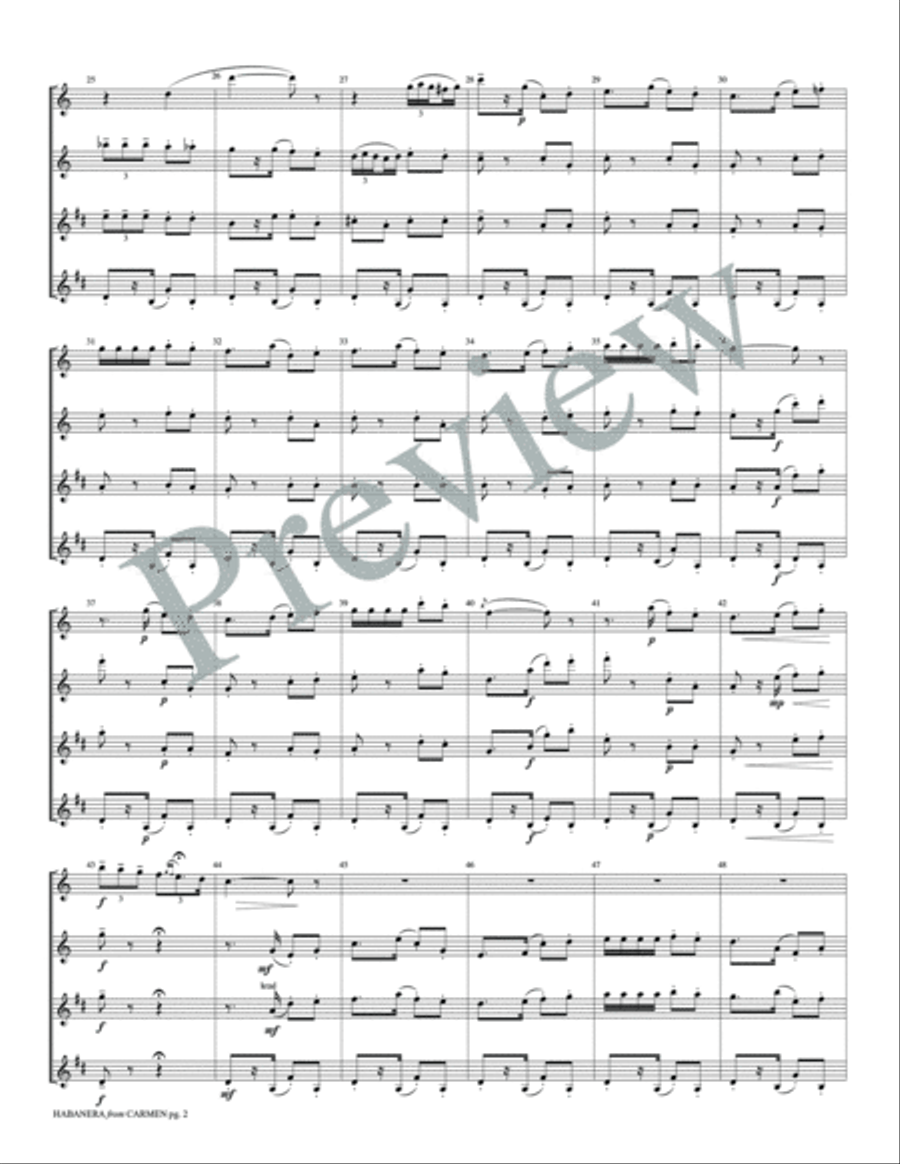 Habanera from Carmen Woodwind Quartet scores gallery preview page 4
